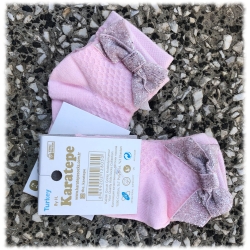 Skarpetki niemowlęce Sweet Baby z Kokardką różowe bawełniane skarpety 8-10 cm