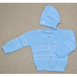 Komplecik niemowlęcy 2-częściowy sweterek + czapeczka  rozmiar 56 zestaw niebieski
