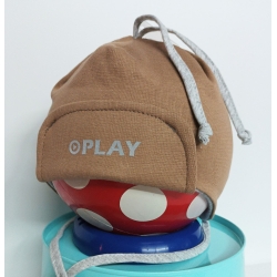 Czapka dwuwarstwowa wiązana Maja BENNY cappuccino czapeczka dla dziecka na obwód głowy 46, 52 cm
