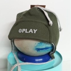 Czapka dwuwarstwowa wiązana Maja BENNY khaki czapeczka dla dziecka na obwód głowy 50, 52 cm