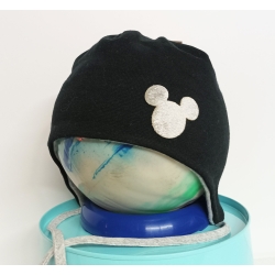 Czapka dwuwarstwowa wiązana Maja DAISY czarna czapeczka dla dziecka na obwód głowy 46, 48, 50, 52 cm