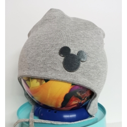 Czapka dwuwarstwowa wiązana Maja DAISY szara czapeczka dla dziecka na obwód głowy 50, 52 cm