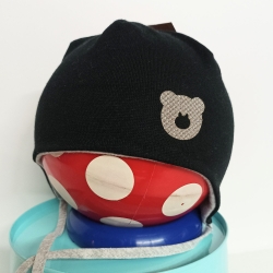 Czapka dwuwarstwowa wiązana Maja EMILKA czarna czapeczka dla dziecka na obwód głowy 46, 48, 50, 52 cm