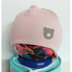 Czapka dwuwarstwowa wiązana Maja EMILKA różowa czapeczka dla dziecka na obwód głowy   52 cm