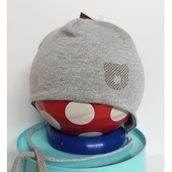 Czapka dwuwarstwowa wiązana Maja EMILKA szara czapeczka dla dziecka na obwód głowy 46, 50, 52 cm