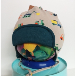 Czapka dwuwarstwowa wiązana Maja KAROL beżowa czapeczka dla dziecka na obwód głowy 46, 50, 52 cm