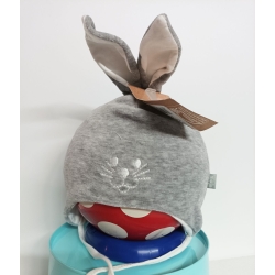 Czapka zimowa wiązana Maja KIC - KIC welurowa dwuwarstwowa szara czapeczka dla dziecka na obwód głowy 46, 48, 50, 52 cm