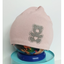 Czapka dwuwarstwowa Maja TEDA różowa czapeczka dla dziecka na obwód głowy 50 cm