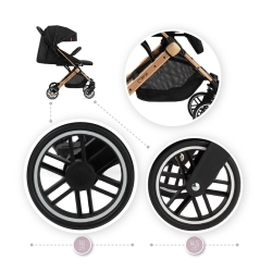 MoMi ESTELLE Black Gold czarno-złoty bestsellerowy wózek spacerowy dla dziecka