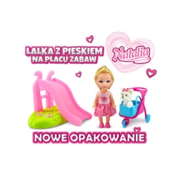 Lalka NATALIA z pieskiem na placu zabaw 10cm Artyk 121579