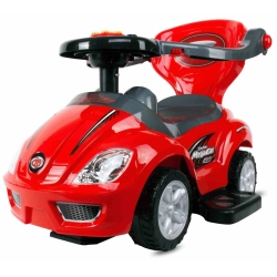Mega Car czerwony 3w1 pojazd, jeździk, chodzik z pchaczem Sun Baby J05.008.1.1 dla dziecka 24m+