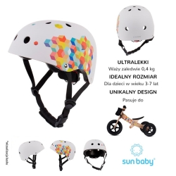 KASK dziecięcy rowerowy Sun Baby kask na rower, hulajnogę dla dziecka 3-7 lat rozmiar M 52-57 cm CUBIC BIAŁY