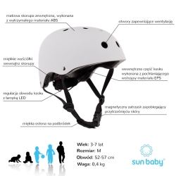KASK dziecięcy rowerowy Sun Baby kask na rower, hulajnogę dla dziecka 3-7 lat rozmiar M 52-57 cm CUBIC BIAŁY