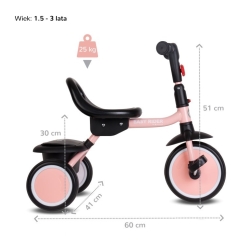 Rowerek trójkołowy składany dla dziecka EASY RIDER różowy Sun Baby