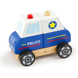 Viga 50201 Klocki Auto Policyjne - układanka piramidka z drewna