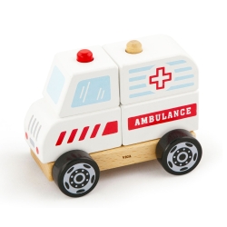 Viga 50204 Klocki drewniane Ambulans - układanka piramidka z drewna