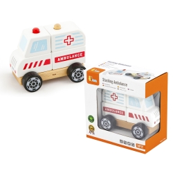 Viga 50204 Klocki drewniane Ambulans - układanka piramidka z drewna