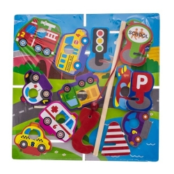 PUZZLE drewniane Transport Eurobaby WTS62967 drewniana zabawka Pojazdy